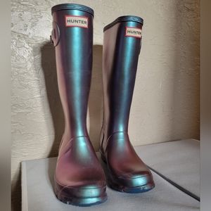 Tall Nebula Iridescent Blue Green Purple Hunter Rain Boots